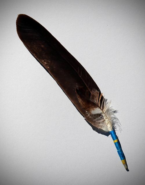 Ceremonial Eagle's Feather pictured above was gifted to Dennis by the Chief and Council of the Upper Nicola Band